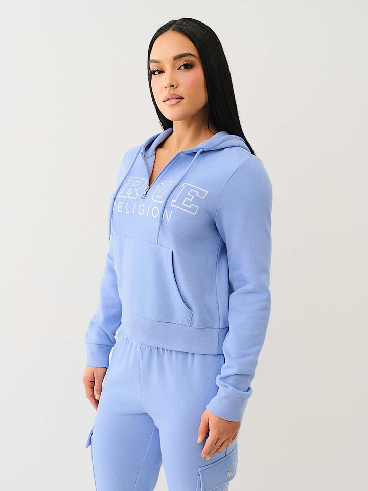 TRUE RELIGION BEST SELLER IRIDESCENT QUARTER ZIP HOODIE