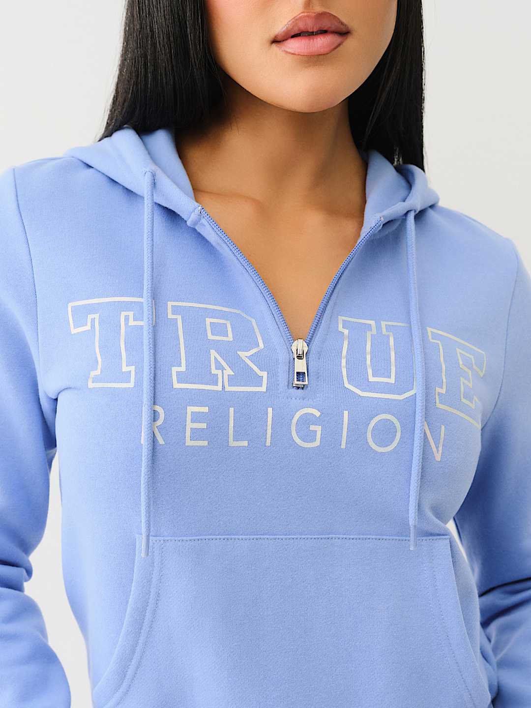 TRUE RELIGION BEST SELLER IRIDESCENT QUARTER ZIP HOODIE