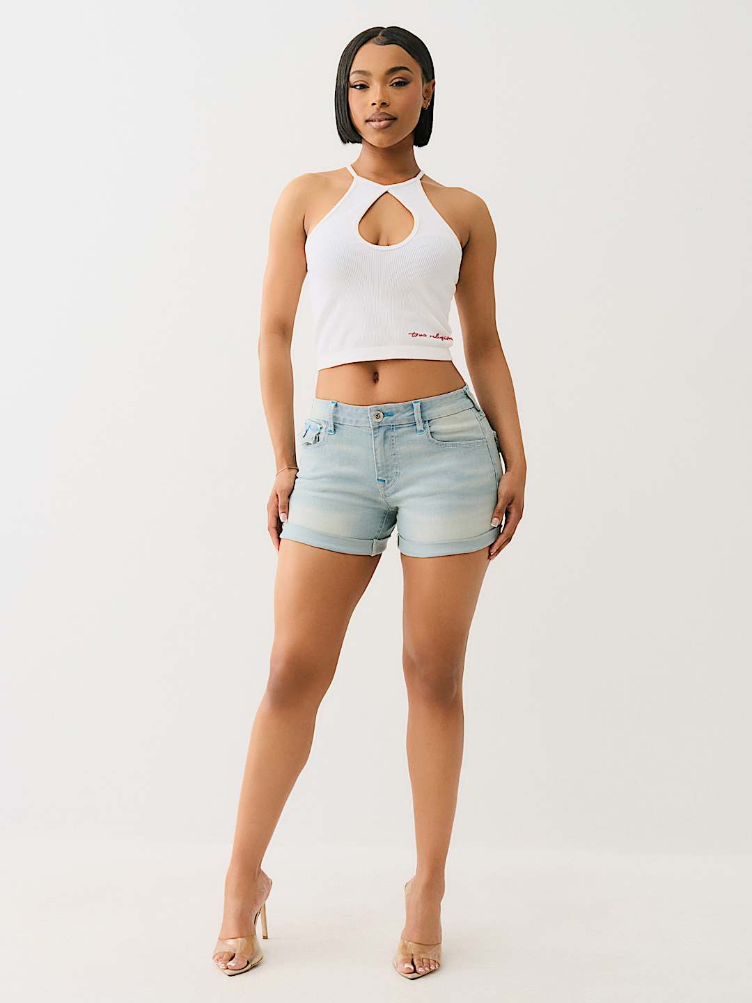 TRUE RELIGION ONLINE EXCLUSIVE JAYDE ROLLED FLAP SHORT