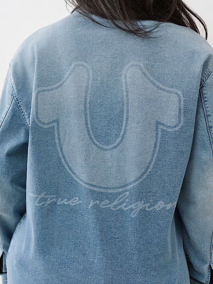 TRUE RELIGION OVERSIZED DENIM HORSESHOE SHIRT