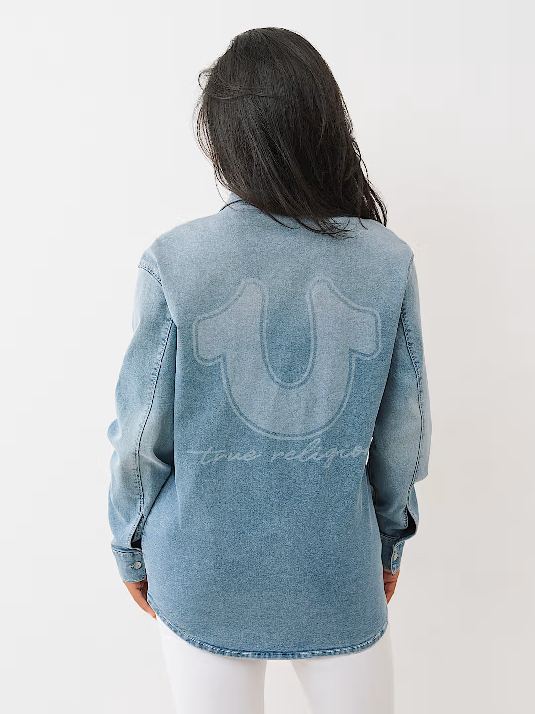 TRUE RELIGION OVERSIZED DENIM HORSESHOE SHIRT