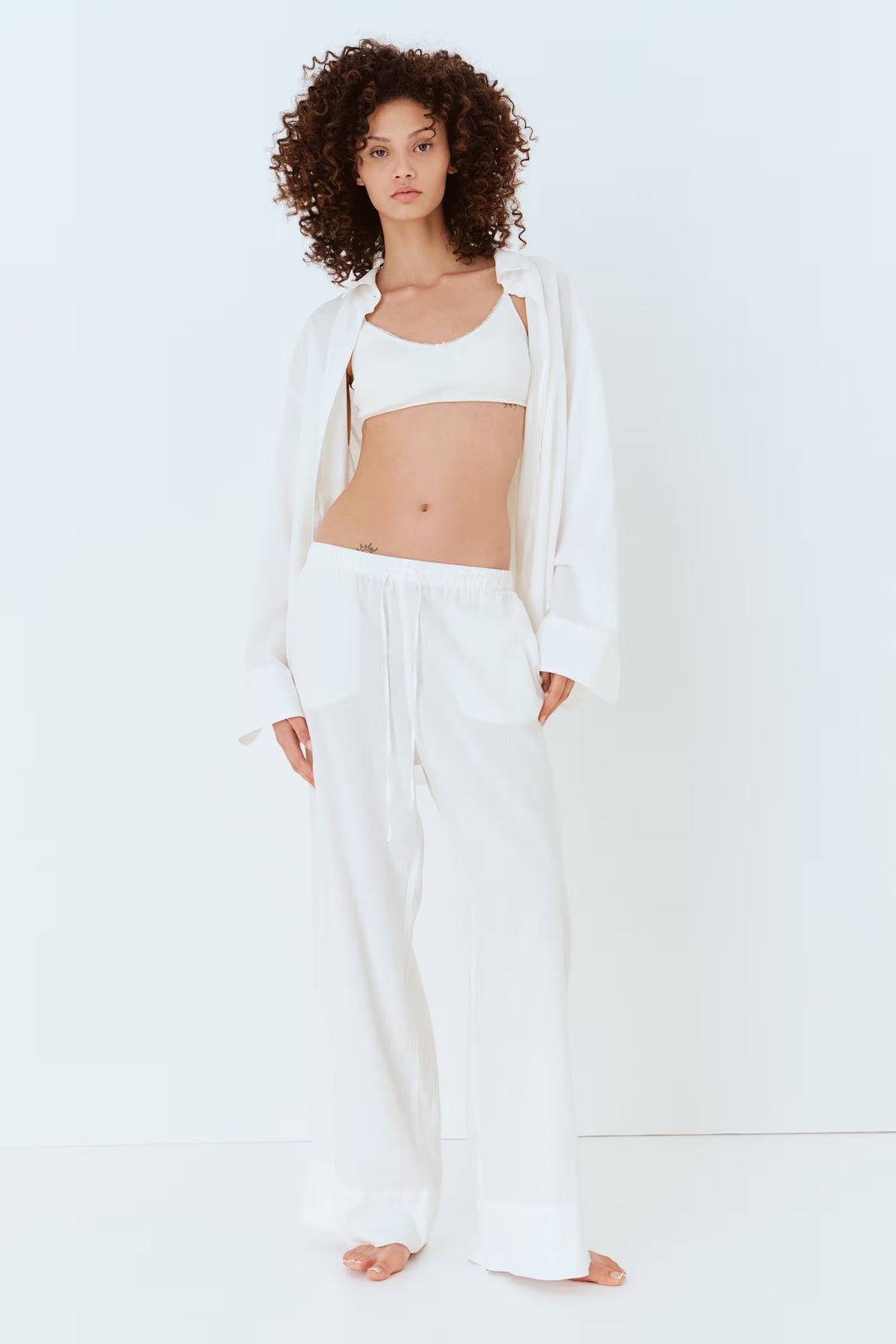 H&M Wide-Leg Linen-Blend Pants
