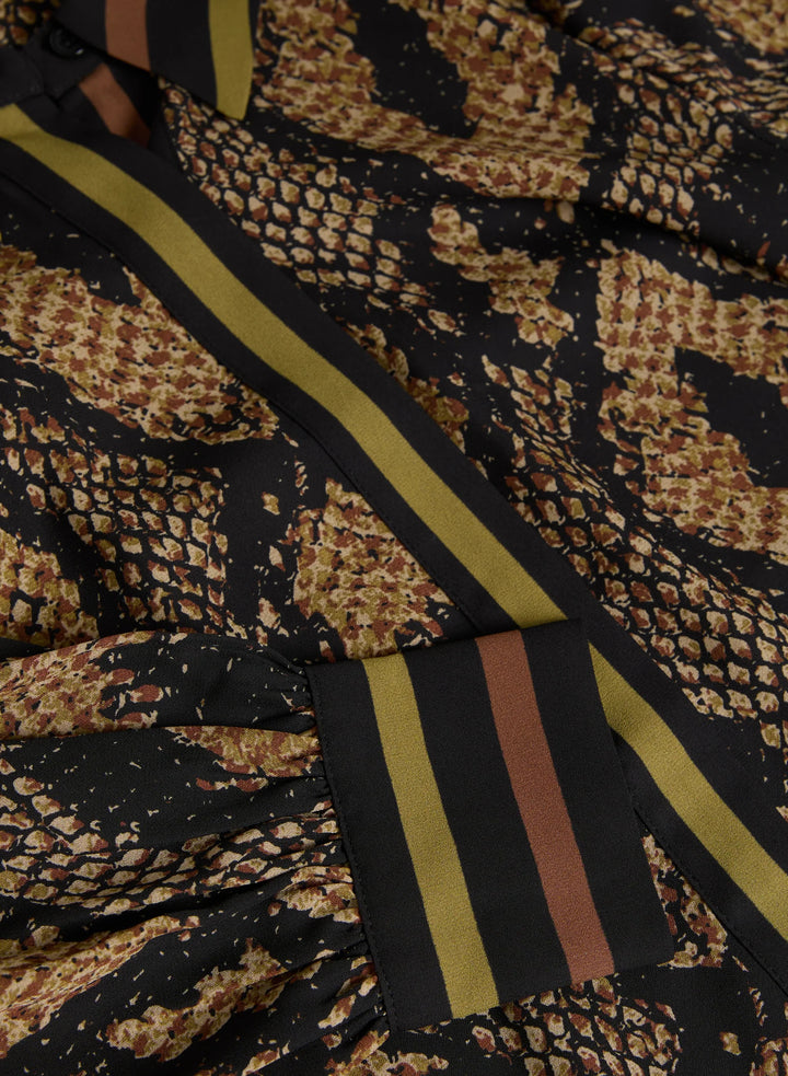 LAURA Snake Print Button-Up Blouse