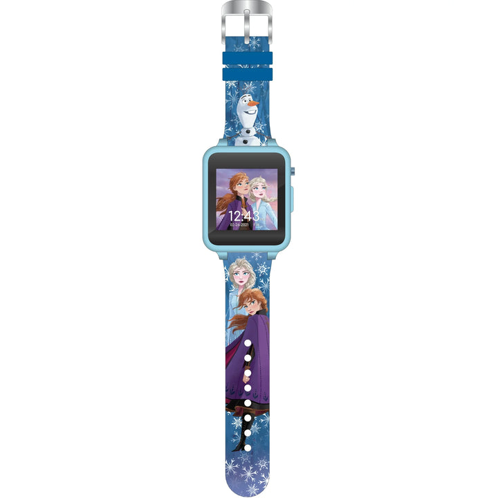 Disney Frozen 2 Childrens iTime Unisex Touchscreen Smart Watch with Silicone Strap and Blue Case 42MM