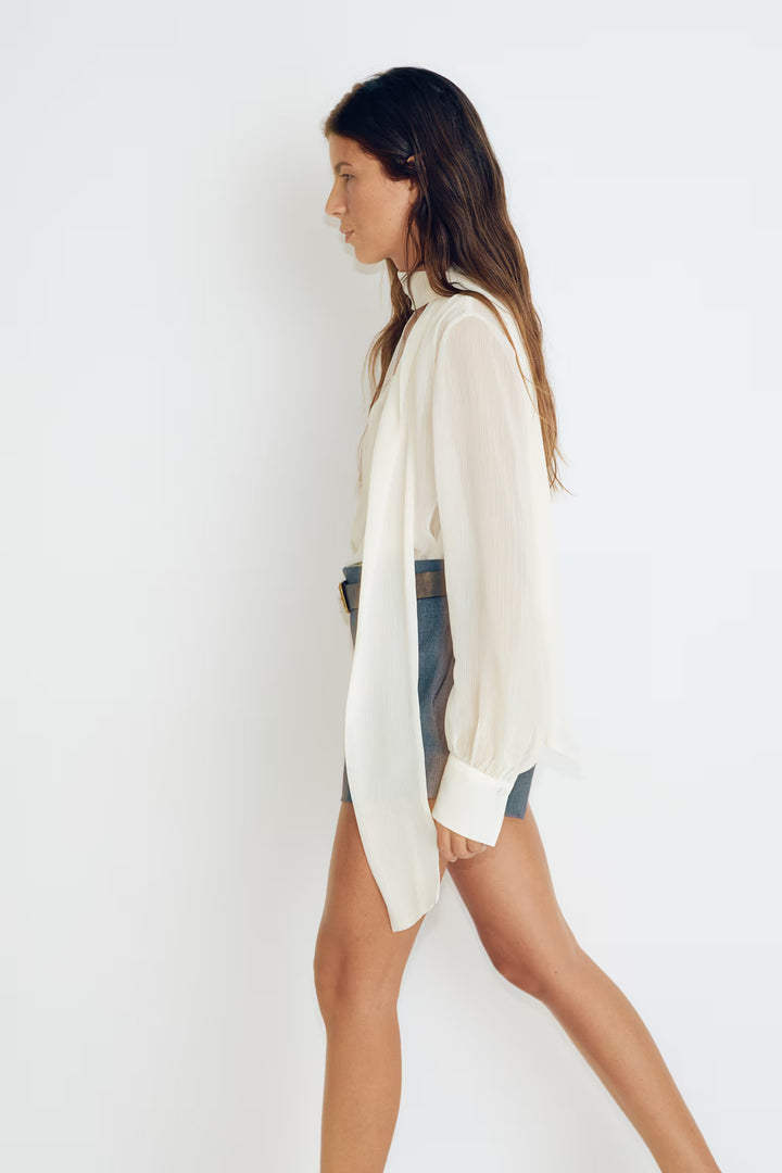 H&M Tie-Neck Chiffon Blouse
