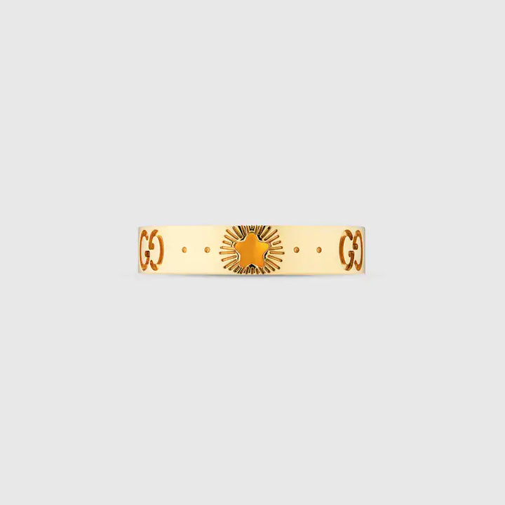 GUCCI ICON YELLOW GOLD RING WITH STARS
