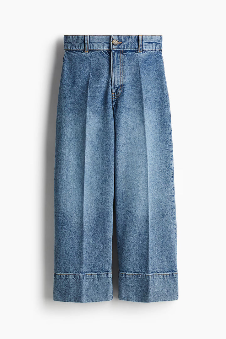 H&M High Rise Wide Leg Cropped Jeans