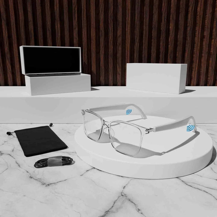 Euvelle Bluetooth Glasses, Ai Reading with Photochromic Lenses Open Ear, Smart Glasses for Women, for Indoor Outdoor