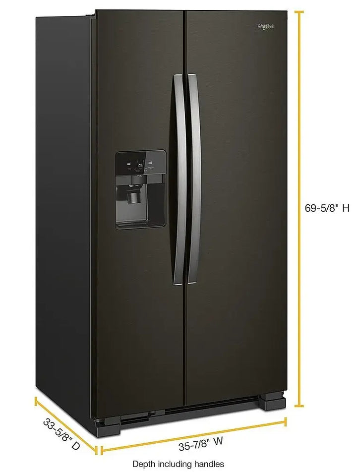 Whirlpool - 24.5 Cu. Ft. Side-by-Side Refrigerator - Black Stainless Steel with Printshield Finish