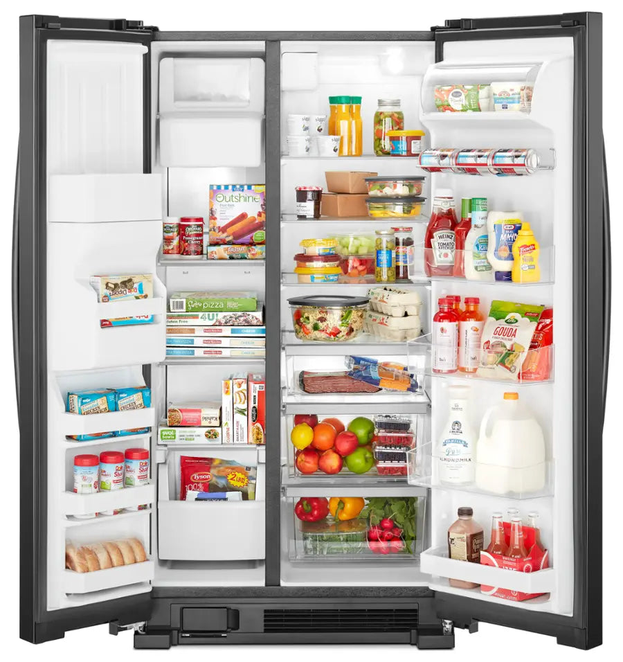 Whirlpool - 24.6 Cu. Ft. Side-by-Side Refrigerator with Water and Ice Dispenser - Black