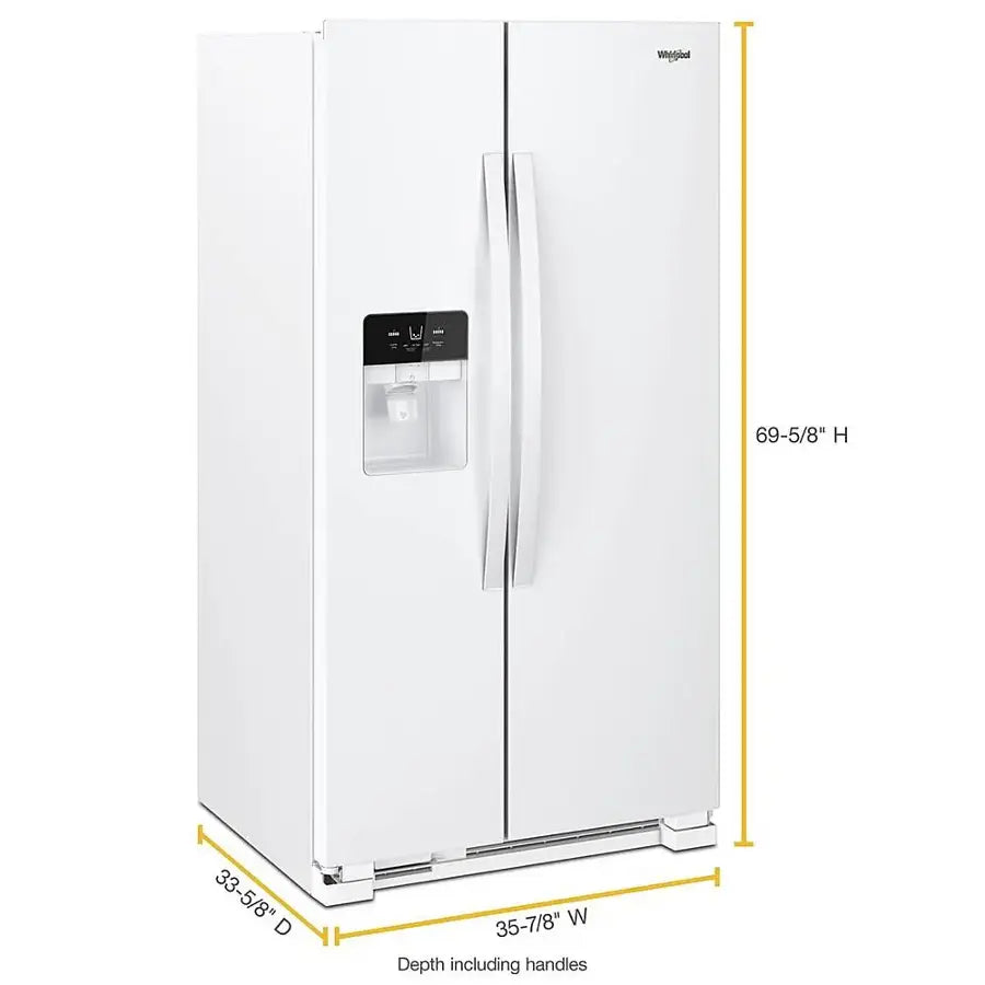 Whirlpool - 24.6 Cu. Ft. Side-by-Side Refrigerator with Water and Ice Dispenser - White