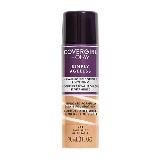 COVERGIRL Simply Ageless 3-in-1 Liquid Foundation Infused with Hyaluronic Complex, Vitamin C and Niacinamide - Hydrating Formula, 100% Cruelty-Free, 3-in-1 Liquid Foundation