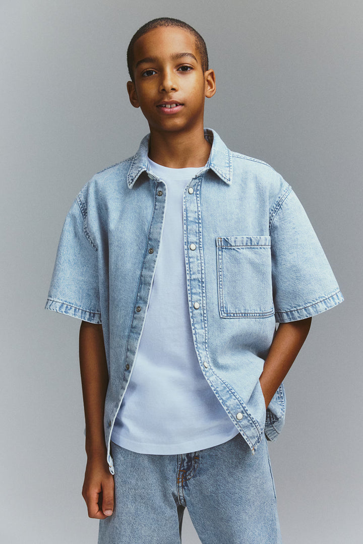 H&M Short-Sleeved Denim Shirt