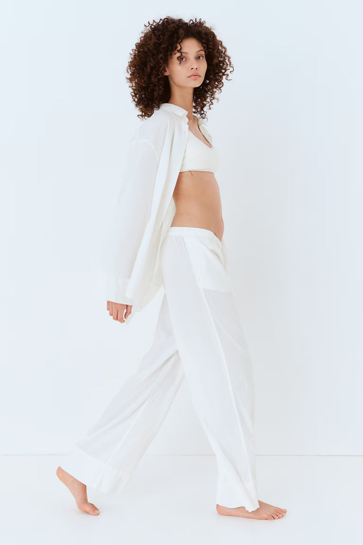 H&M Wide-Leg Linen-Blend Pants