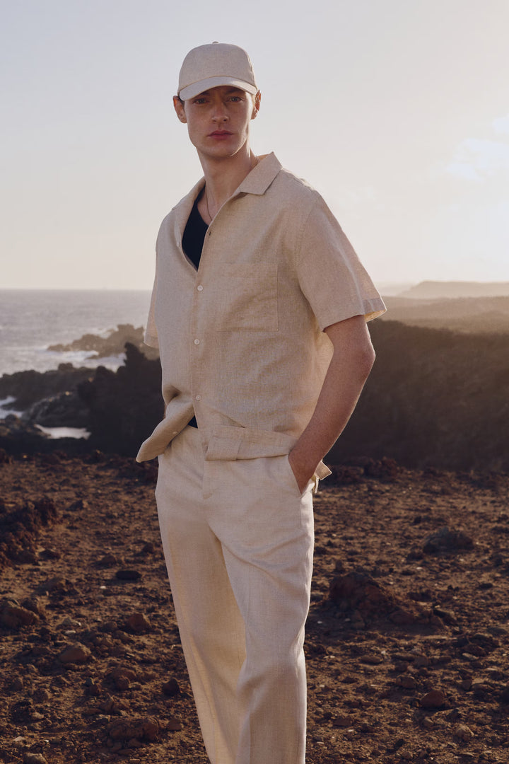 H&M Regular-Fit Short-Sleeved Linen-Blend Shirt