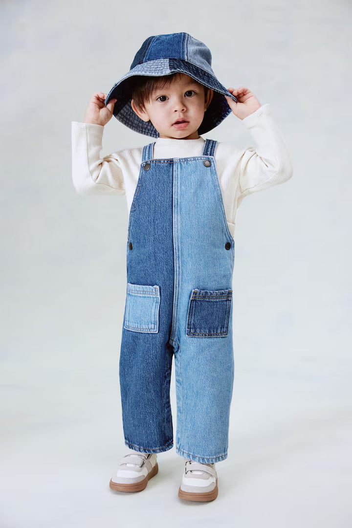 H&M Patched Denim Overalls