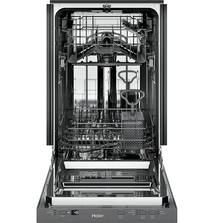 Haier - 18" Compact Front Control Smart Built-In Tub Dishwasher with 3-Level Wash and 47 dBA - Stainless Steel