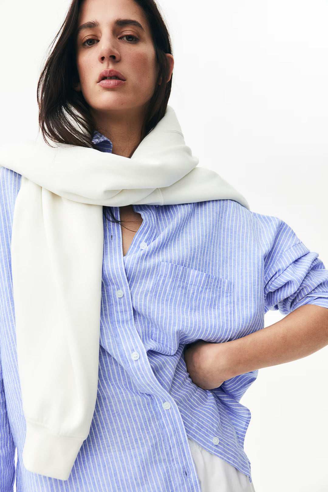 H&M Oversized Linen-Blend Shirt