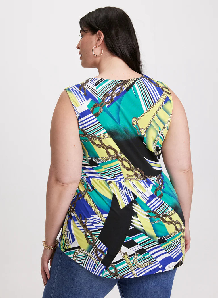LAURA Geometric Print Sleeveless Top