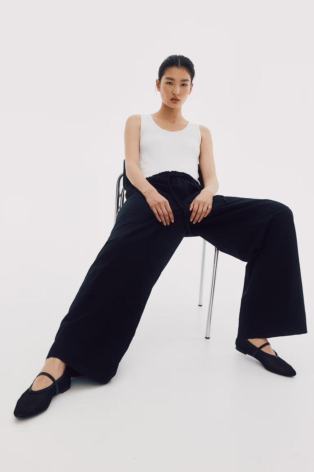 H&M Wide-leg Linen-blend Pants