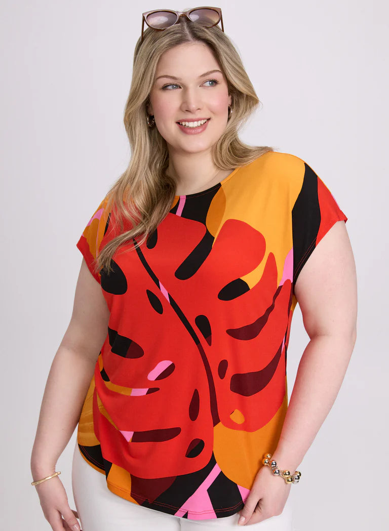 LAURA Leaf Print Top