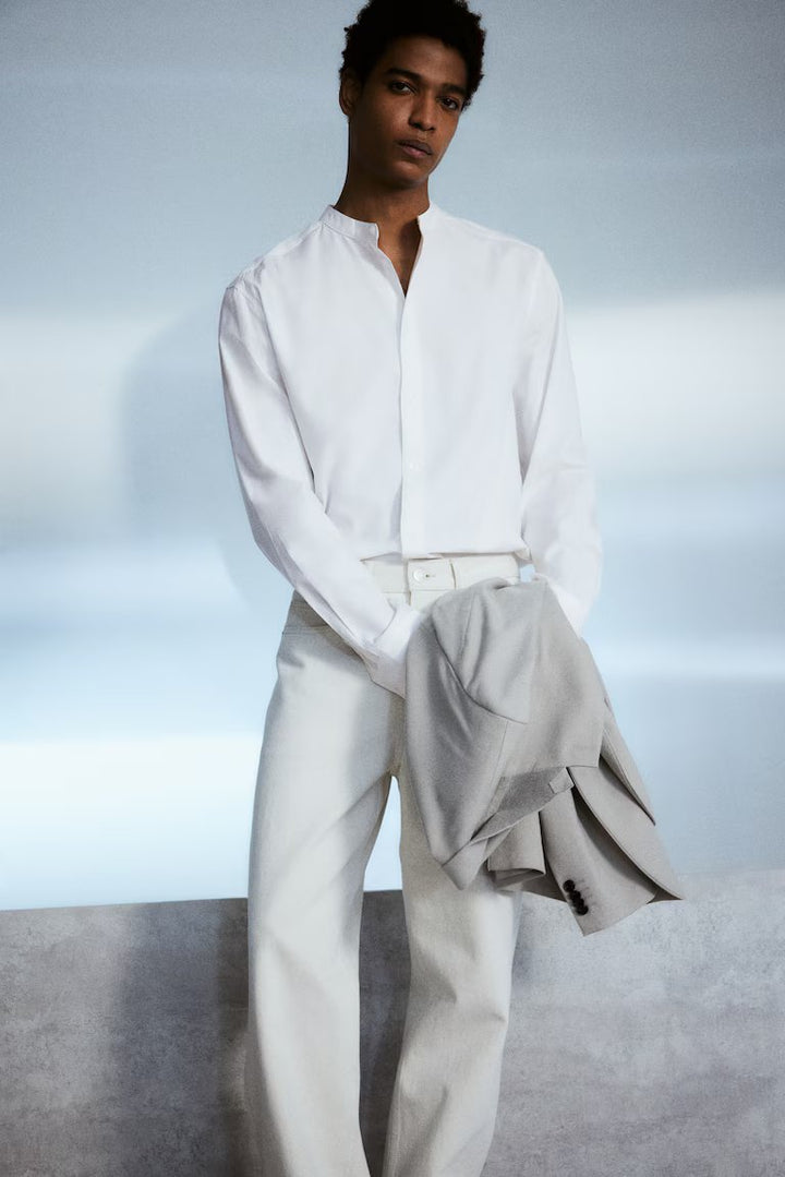 H&M Regular Fit Band-Collar Shirt