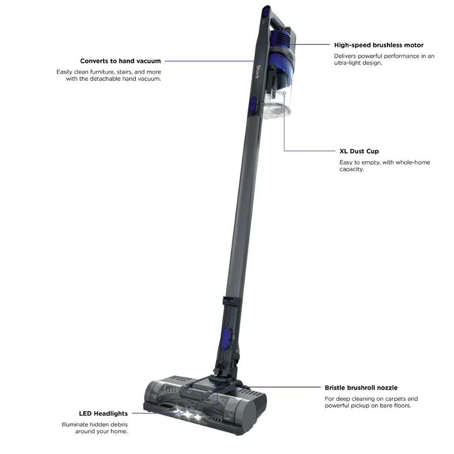 Shark - Pet Cordless Stick Vacuum with XL Dust Cup, LED Headlights - Blue Iris