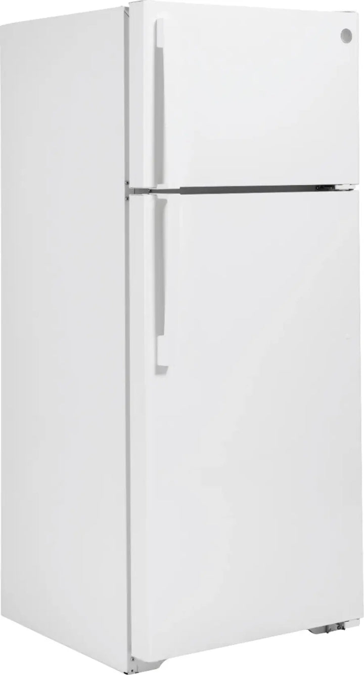 GE - 17.5 Cu. Ft. Top-Freezer Refrigerator with Edge-to-Edge Glass Shelves - White