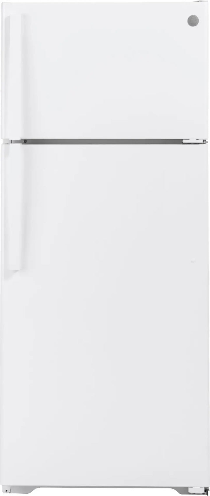 GE - 17.5 Cu. Ft. Top-Freezer Refrigerator with Edge-to-Edge Glass Shelves - White