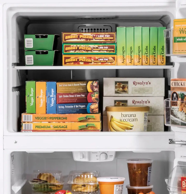 GE - 17.5 Cu. Ft. Top-Freezer Refrigerator with Edge-to-Edge Glass Shelves - White