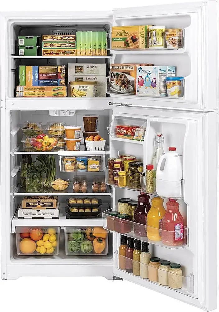 GE - 21.9 Cu. Ft. Top-Freezer Refrigerator with Garage Ready Performance - White