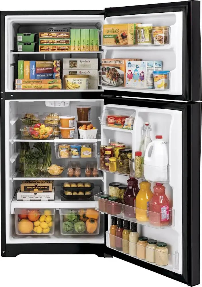 GE - 21.9 Cu. Ft. Top-Freezer Refrigerator with Garage Ready Performance from 38-110 Degrees Fahrenheit - Black Slate