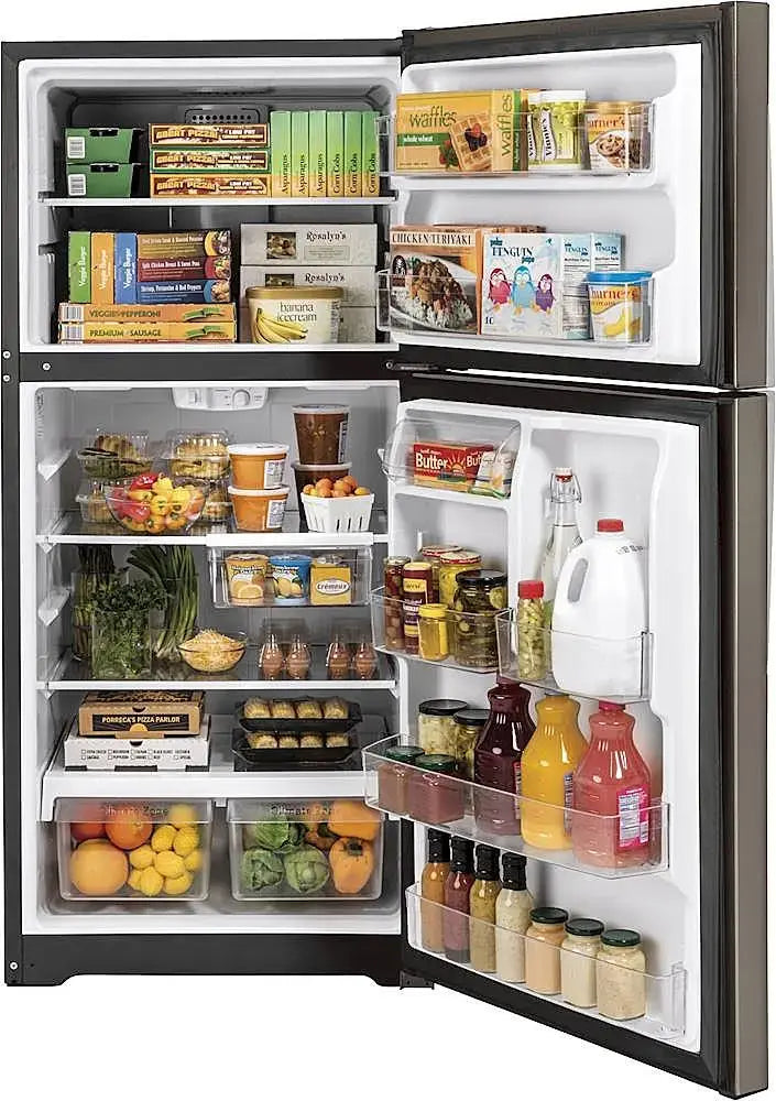 GE - 21.9 Cu. Ft. Top-Freezer Refrigerator with Garage Ready Performance - Slate