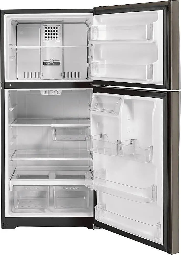 GE - 19.2 Cu. Ft. Top-Freezer Refrigerator with Garage Ready Design - Slate
