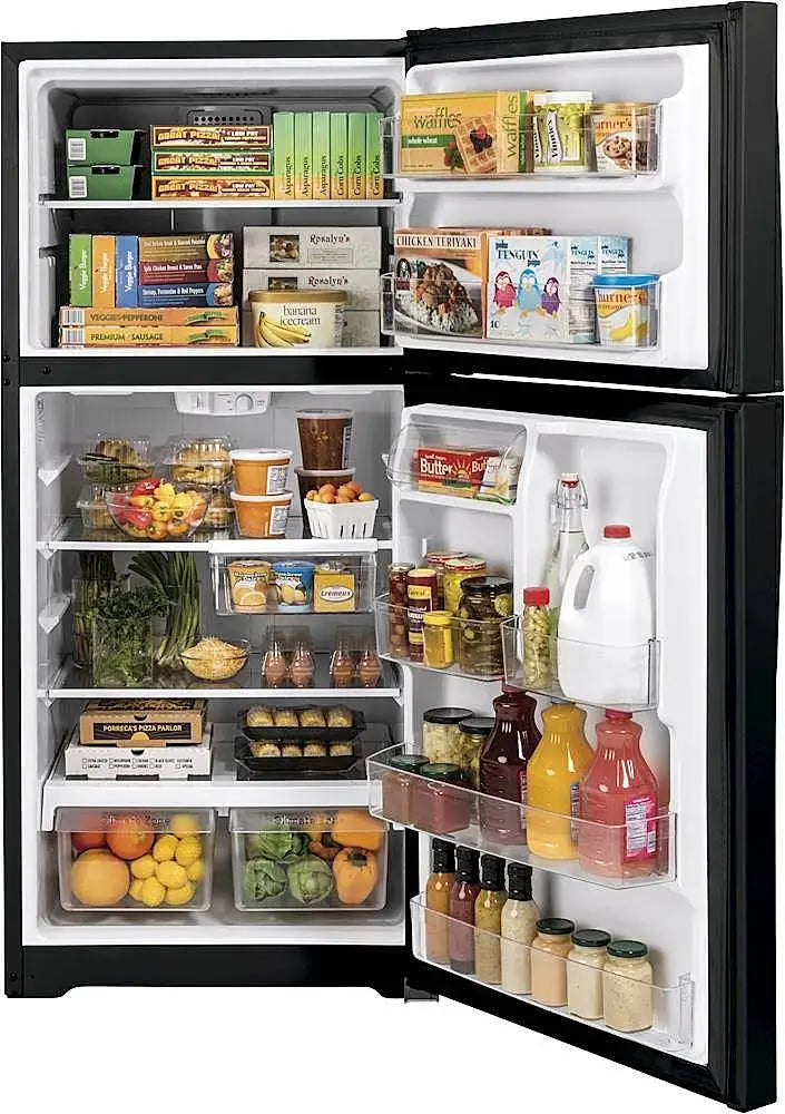 GE - 19.2 Cu. Ft. Top-Freezer Refrigerator with Garage Ready Performance - Black