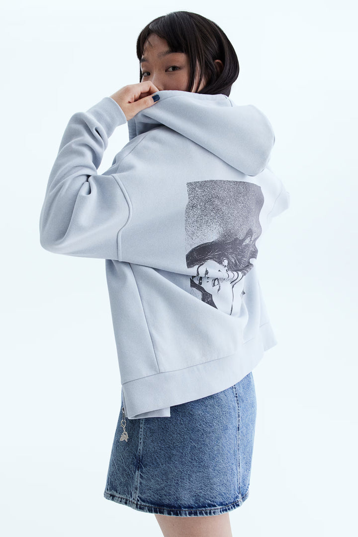 H&M Oversized Hooded Jacket with Motif