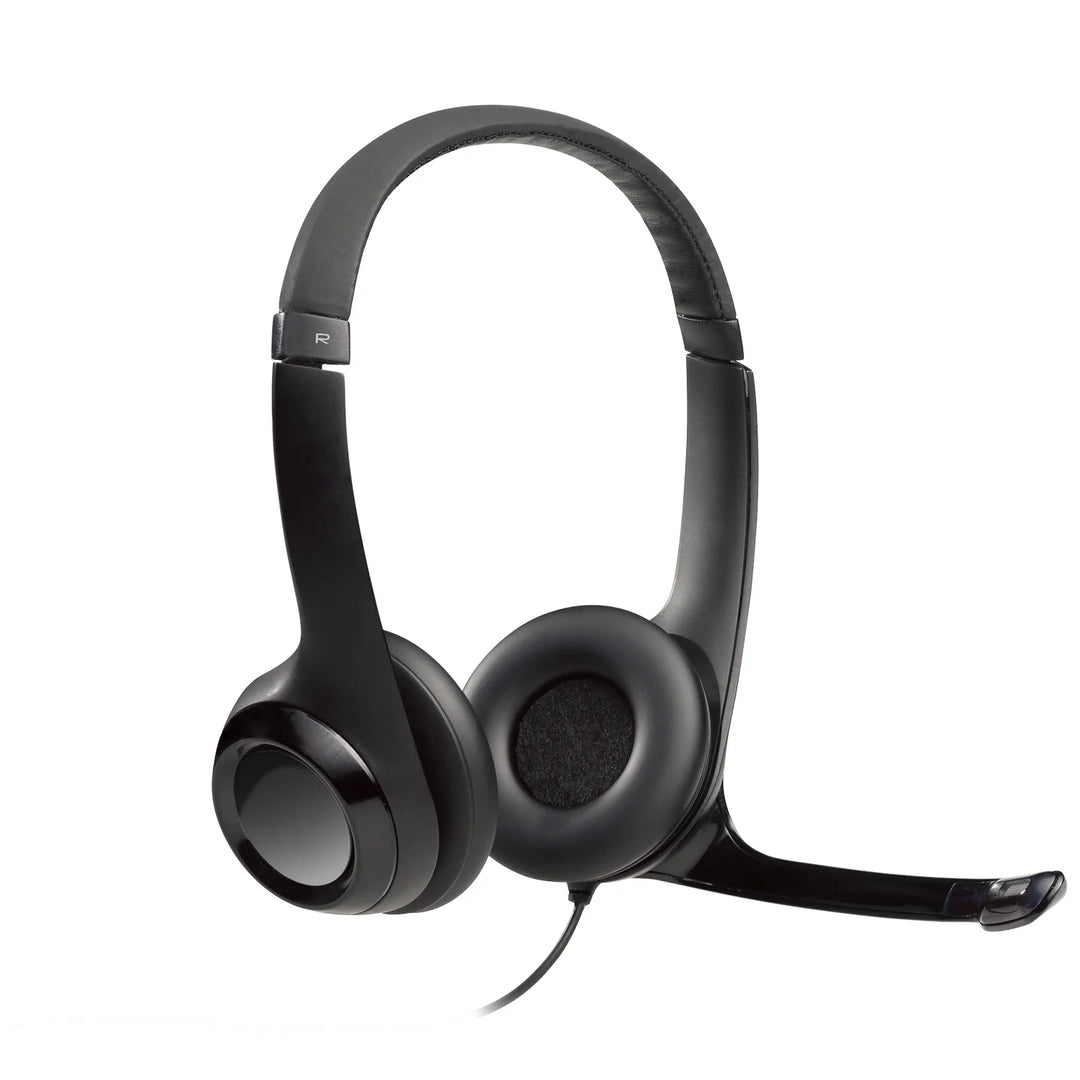 Logitech H390 Wired USB Headset, Stereo Headphones with Noise-Cancelling Microphone, USB, In-Line Controls, PC/Mac/Laptop, Black (981-000310)