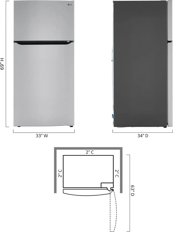 LG - 23.8 Cu. Ft. Top Freezer Refrigerator with Internal Water Dispenser - Stainless Steel