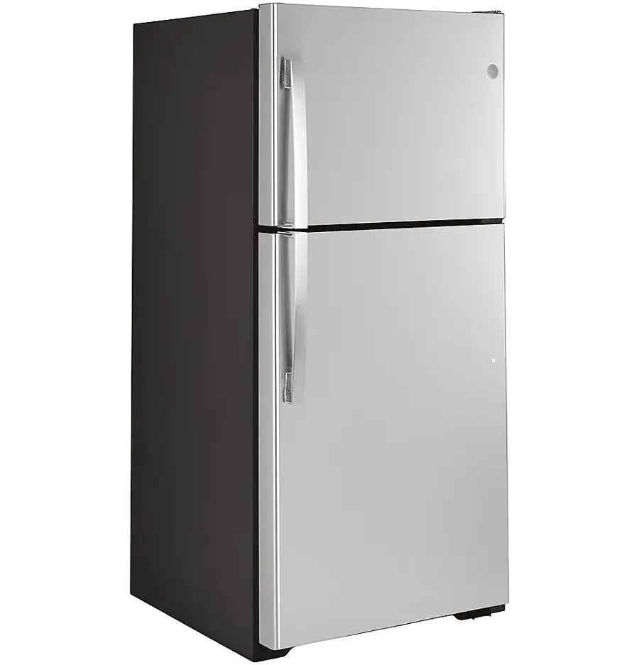 GE - 19.2 Cu. Ft. Top-Freezer Refrigerator with Garage Ready Performance - Stainless Steel