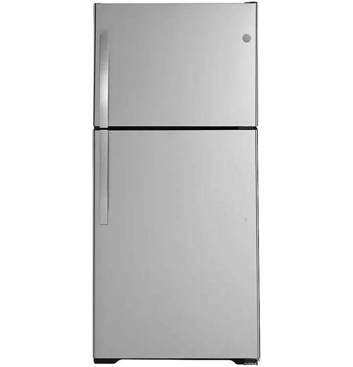 GE - 19.2 Cu. Ft. Top-Freezer Refrigerator with Garage Ready Performance - Stainless Steel