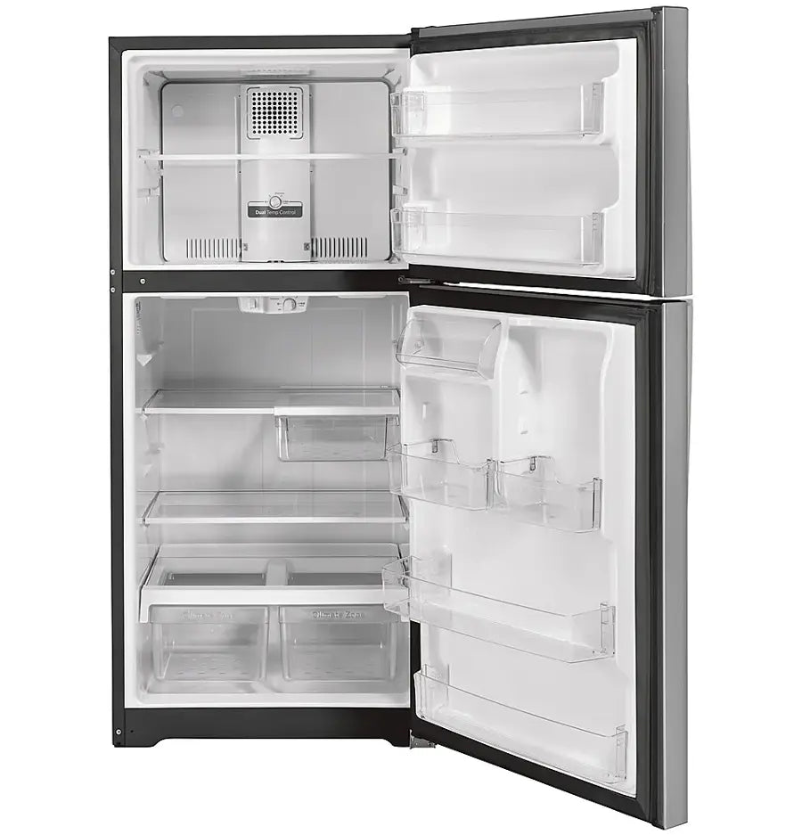 GE - 19.2 Cu. Ft. Top-Freezer Refrigerator with Garage Ready Performance - Stainless Steel