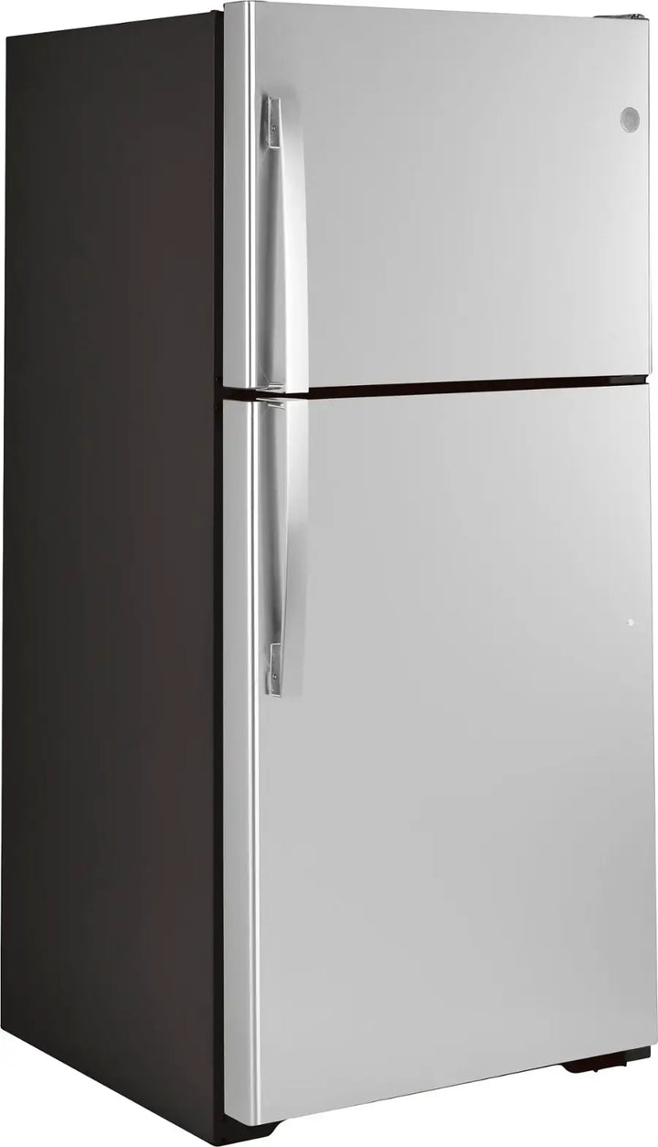GE - 21.9 Cu. Ft. Top-Freezer Refrigerator with Garage Ready Performance - Stainless Steel