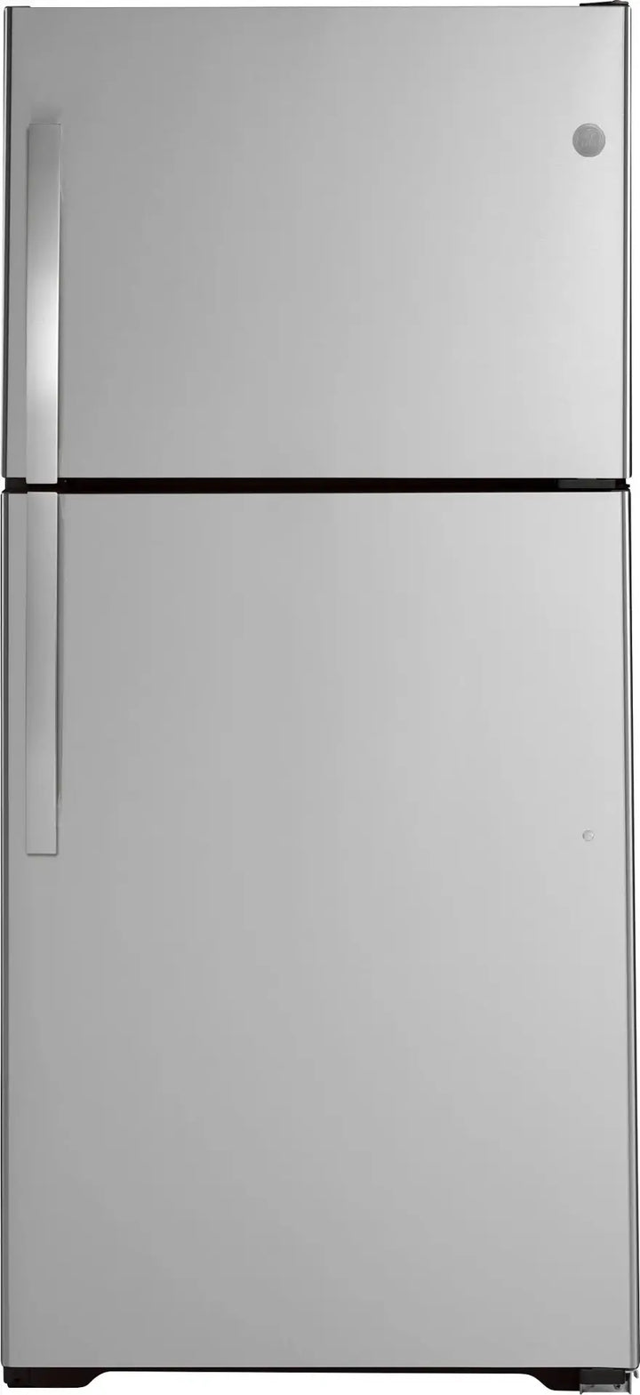 GE - 21.9 Cu. Ft. Top-Freezer Refrigerator with Garage Ready Performance - Stainless Steel