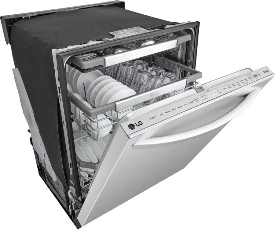 LG - 24" Top Control Smart Built-In Tub Dishwasher with 3rd Rack, QuadWash Pro and 42dba - Stainless Steel