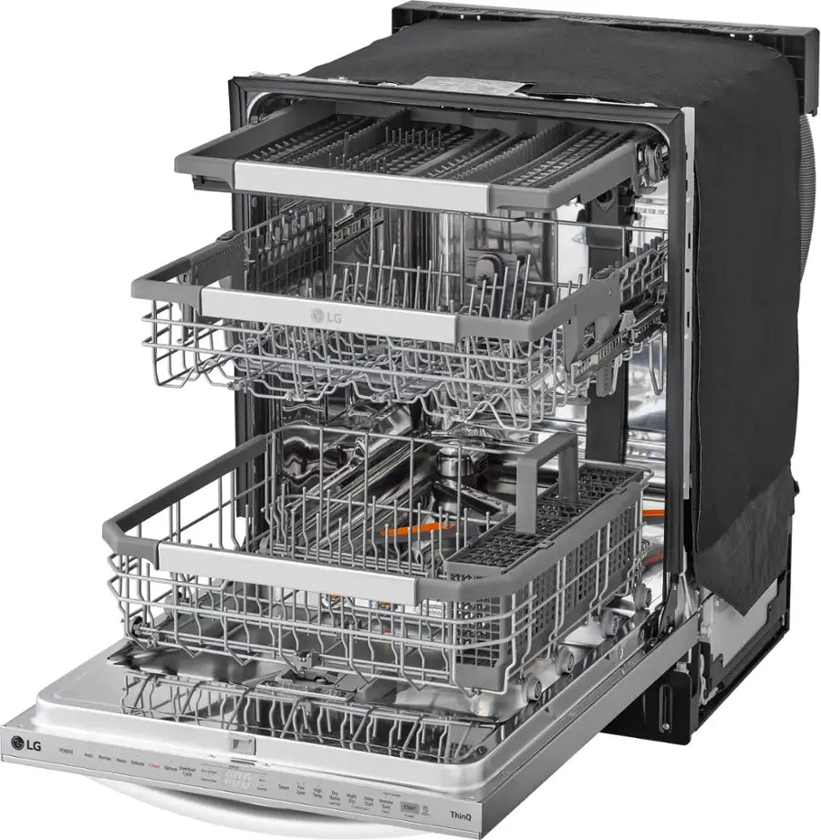 LG - 24" Top Control Smart Built-In Tub Dishwasher with 3rd Rack, QuadWash Pro and 42dba - Stainless Steel