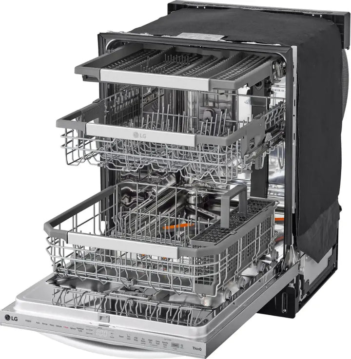 LG - 24" Top Control Smart Built-In Tub Dishwasher with 3rd Rack, QuadWash Pro and 42dba - Stainless Steel