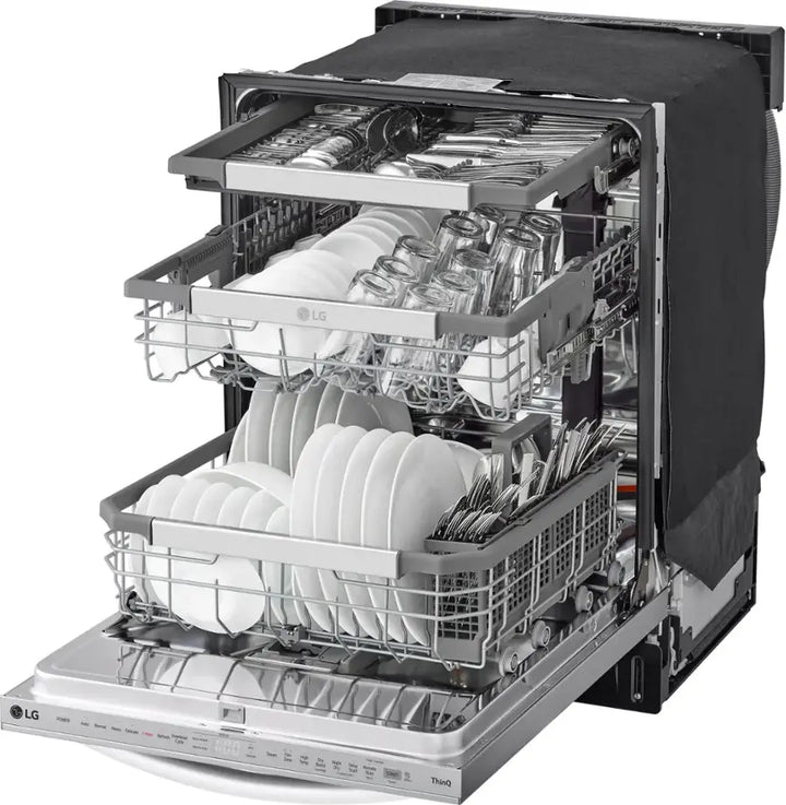 LG - 24" Top Control Smart Built-In Tub Dishwasher with 3rd Rack, QuadWash Pro and 42dba - Stainless Steel