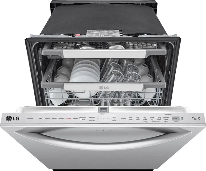 LG - 24" Top Control Smart Built-In Tub Dishwasher with 3rd Rack, QuadWash Pro and 42dba - Stainless Steel