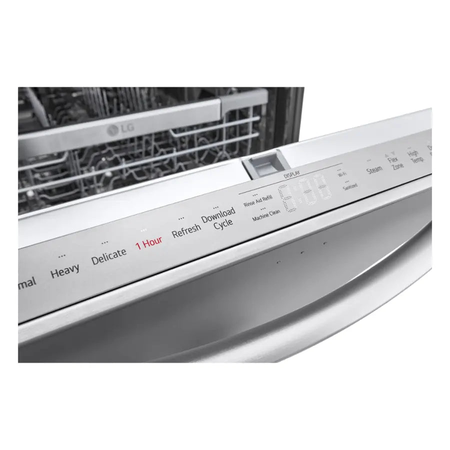 LG - 24" Top Control Smart Built-In Tub Dishwasher with 3rd Rack, QuadWash Pro and 42dba - Stainless Steel