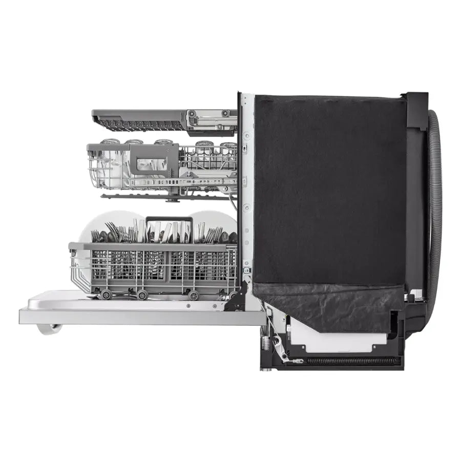 LG - 24" Top Control Smart Built-In Tub Dishwasher with 3rd Rack, QuadWash Pro and 42dba - Stainless Steel